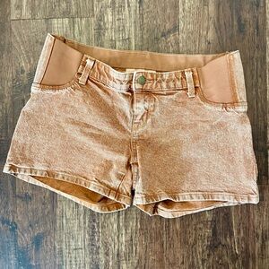 Stretchy Jean Maternity Shorts (Rust)
